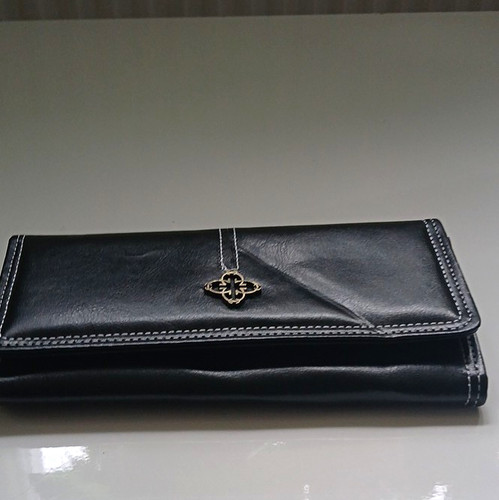 Black faux leather flap - faux,