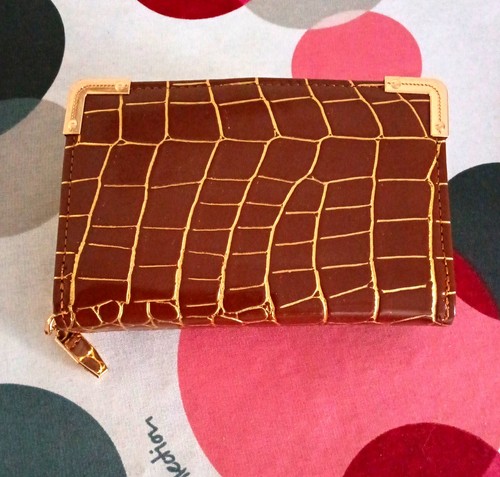 Brown croc print faux - faux, leather