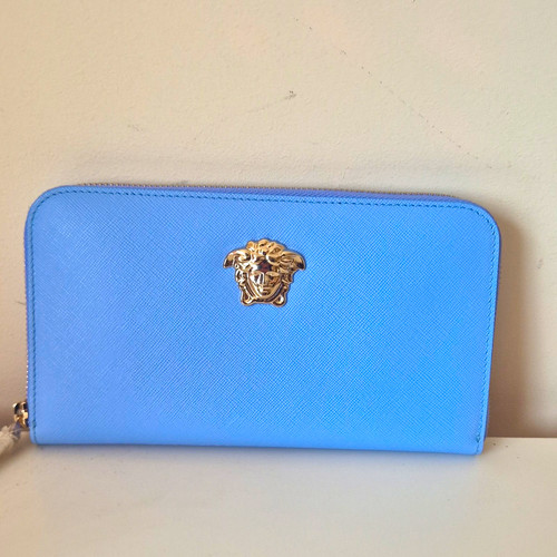 Versace blue saffiano leather - versace,