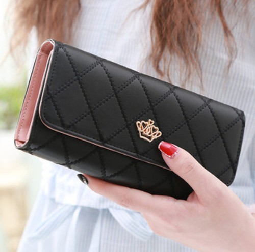 Ladies leather wallet long - wallet,