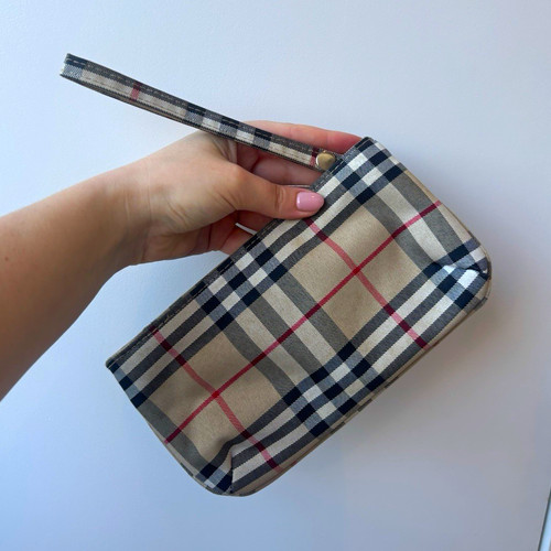 Beige check canvas zip - beige,
