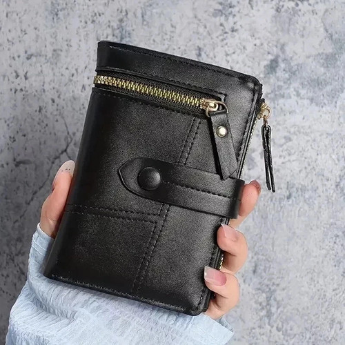 Womens black soft leather zip - black,