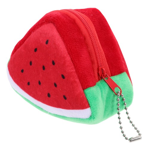 Plush red purse small zipper - red,