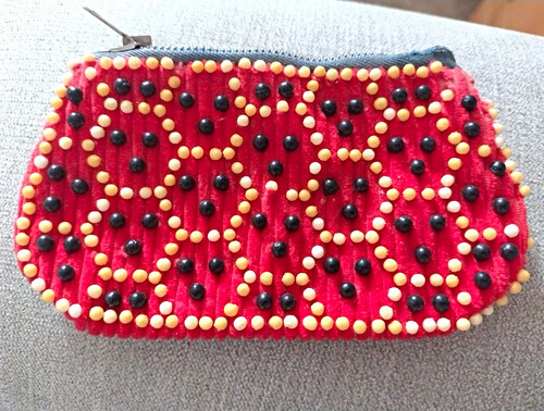 Vintage 1970s beaded coin - vintage,