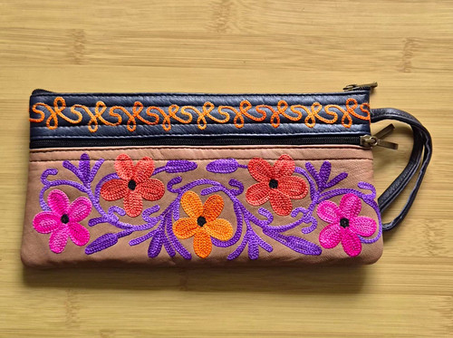 Embroidered floral faux - embroidered,