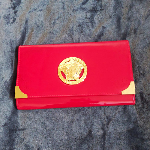 Red patent leather clutch - red,