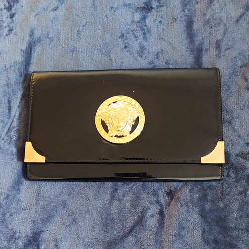 Black patent leather clutch - patent,