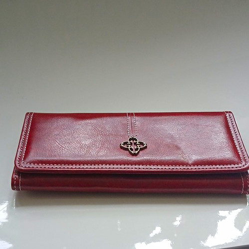 Burgundy leather clutch - clutch, wallet