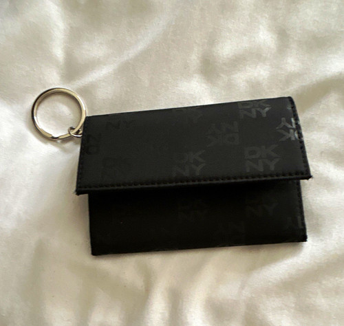 Dkny black faux leather logo - black,