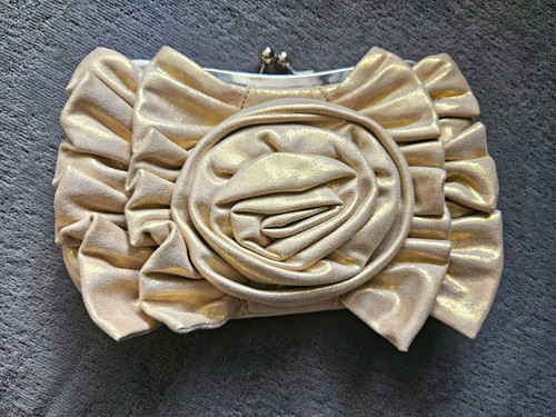 Silver satin ruffle coin - ruffle, purse