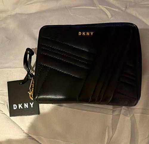 Dkny black leather - dkny, zip-around
